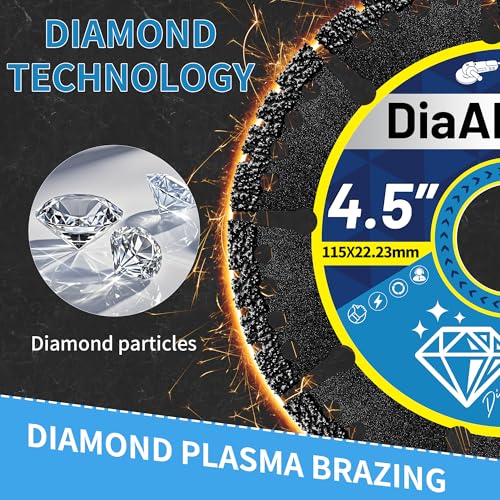 3-Pack 5" Diamond Multi-Purpose Saw Blades,Diamond Blade for Heavy Duty Angle Grinder Versatile Cutting Discs 7/8" Arbor for Metal Tile Marble Quartz Stone Metal Plastic Wet or Dry Use