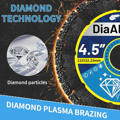 3-Pack 5" Diamond Multi-Purpose Saw Blades,Diamond Blade for Heavy Duty Angle Grinder Versatile Cutting Discs 7/8" Arbor for Metal Tile Marble Quartz Stone Metal Plastic Wet or Dry Use