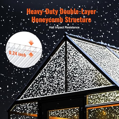 VEVOR 12 Pack Polycarbonate Greenhouse Panels, 2' X 4' X 0.24'' Roof Panels Sheets, Waterproof UV Protected Corrugated Plastic Roofing, Impact Resistance Clear Roofing Sheets for Greenhouse/Garden - size: 12PCS / 4FT * 2FT * 0.24IN