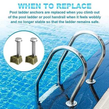 Pool Ladder Anchors, PW Perma-Socket Wedge Assy for Hanover Style Anchors-Bronze-with Bolt, Pool Ladder Parts Fits 3", 4" Sockets