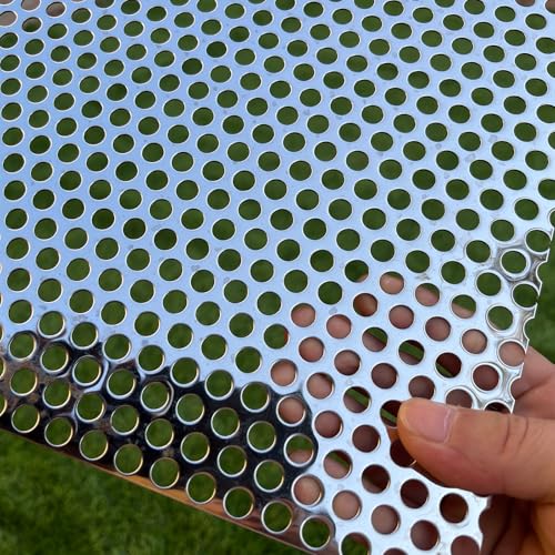 19 Gauge Perforated Metal Sheets 16"x10" Expanded Metal Mesh Opening 40% Hole 8mm 0.32"(About 1/3") Perforated Stainless Steel Sheet 304 Stainless Steel Mesh Screen Panel Decorati Plate - size: 16" X 10"