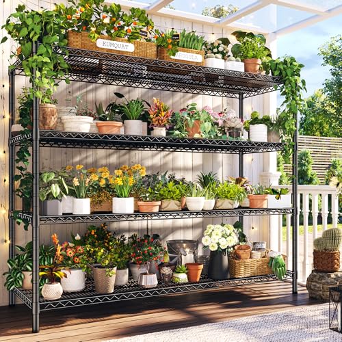 REIBII 4-Tier Heavy Duty Metal Shelving Unit，Storage Shelves with Wheels - size: 60''W X 24'' D X 65.3'' H