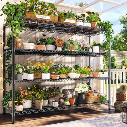 REIBII 4-Tier Heavy Duty Metal Shelving Unit，Storage Shelves with Wheels - size: 60''W X 24'' D X 65.3'' H