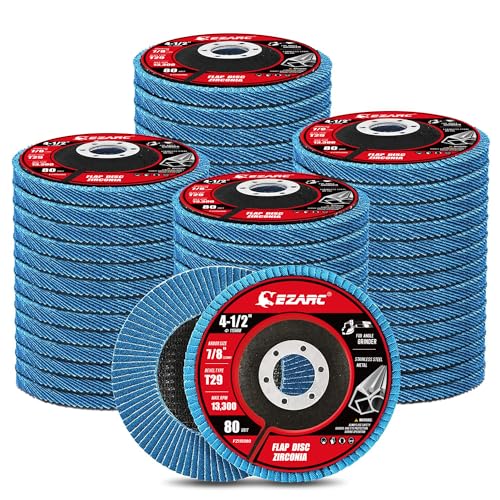 EZARC Zirconia Flap Discs 80 Grit, 4-1/2 x 7/8-Inch, Type 29, 50-Pack - size: 80 GRIT (50 pcs), style: Standard Version