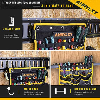 E-Track Hanging Tool Organizer, Wall Mounted Multi Pocket Tool Holder - size: 1 Pack