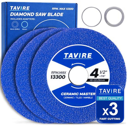 4-1/2 Inch Diamond Saw Blades for Angle Grinder, Tile Cutting Wheel 3Pcs - color: Blue