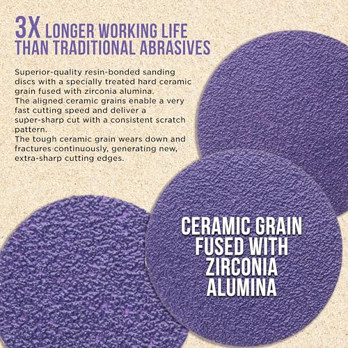 Dura-Gold Premium 3" Purple Film Ceramic Sanding Discs, 36 Disc Variety - style: Variety Pack