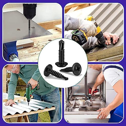 410 Stainless Black #8x1 Phillips Head Self-Drilling Screws 100 pcs - color: BLACK, size: #8x1"