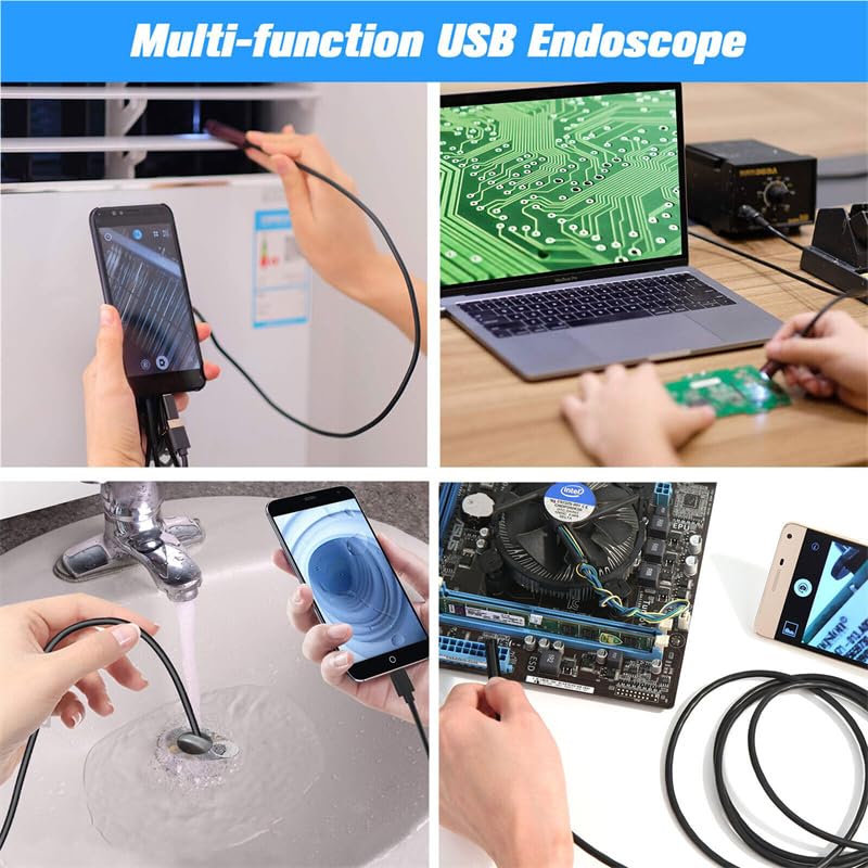 Three in one 5.5mm Mobile Phone Endoscope, Automotive Pipeline Repair Tool, high-Definition Camera, Industrial Probe