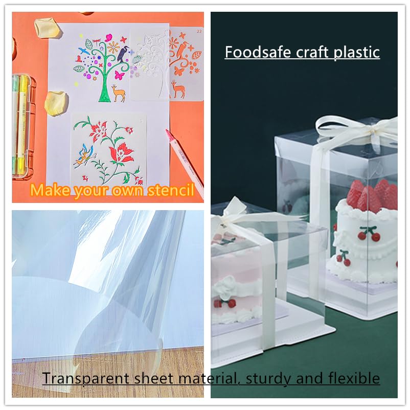 Transparent Blank Mylar Stencil Sheets for Cutting, 12" x 16" 6 mil/0.15mm Thick 12 Sheets .Gift, Acetate Template Material, Craft Plastic Sheets (12×16” /6 mil)