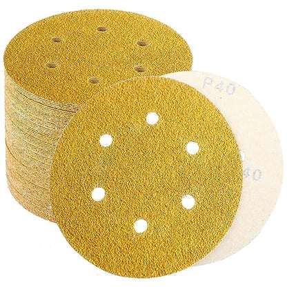6 Inch Sanding Discs Hook and Loop, 40 Grit Sandpaper for Orbital Sander, Professional for Automotive and Woodworking, 100 Pack - style: 40 Grit