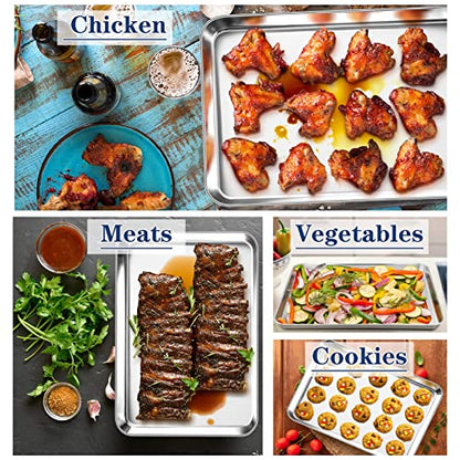 P&P CHEF Baking Sheet Pan, Stainless Steel Cookie Sheet, 17.3 Inch & 2 Pcs - size: 17.3 Inch