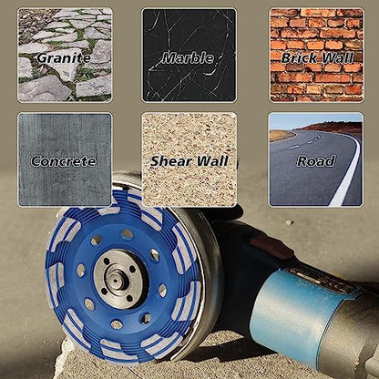 HERZO Diamond Concrete Cup Wheel 5 Inch, Grinding Cup Wheel for Stone Concrete Surface, Cement, Marble, Rock, Granite, and Thinset Removing, Angle Grinder Wheels Cup - size: 5 Inch New Version