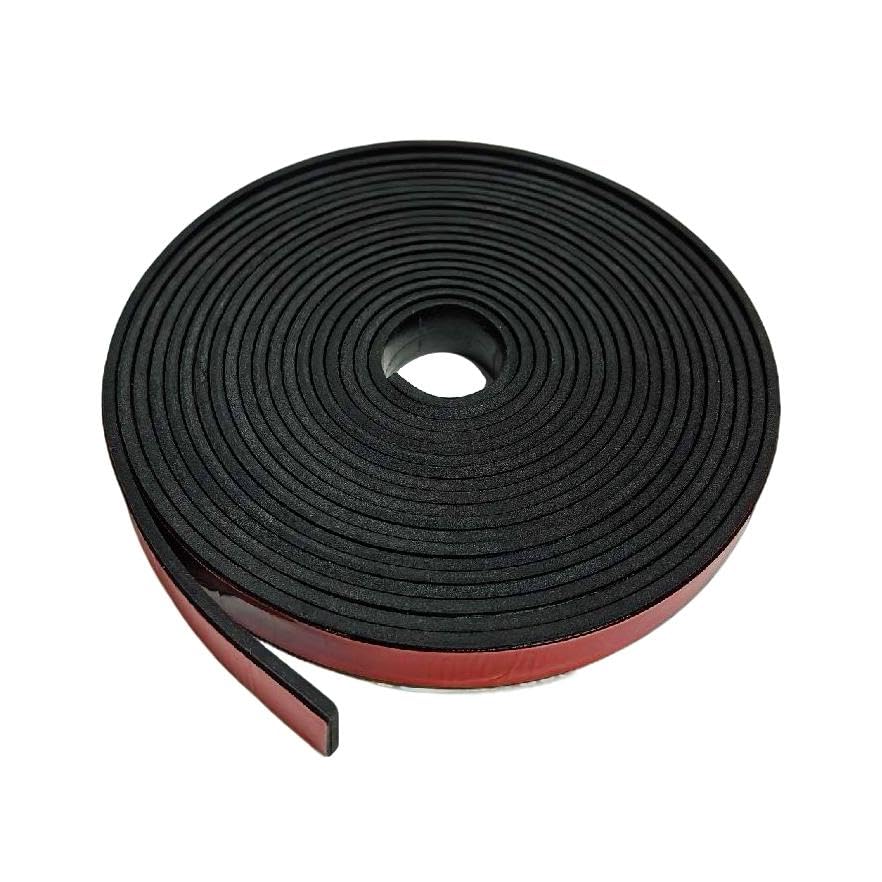Black Adhesive Solid Rubber Strips Self Stick Neoprene Rubber Rolls Sheets - size: 1/16"Thick*1/2"W*180"L