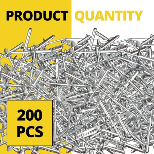 200PCS Large Flange Aluminum Pop Rivets 1/4" x 5/8" Big Head Steel Mandrel Dome Body Blind Clenches Set for Sheet Steel Duct Work Aluminum Boat Clenches Long Pop Rivets - color: 200 Pcs, size: 1/4" x 5/8"