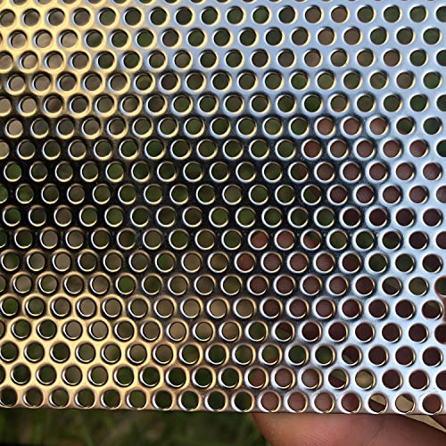 19 Gauge Perforated Metal Sheets 11.8"x5.9" Expanded Metal Mesh Opening 32% Hole 3mm 0.12"(About 1/8") Perforated Stainless Steel Sheet 304 Stainless Steel Mesh Screen Panel Decorati Plate - size: 11.8" X 5.9"