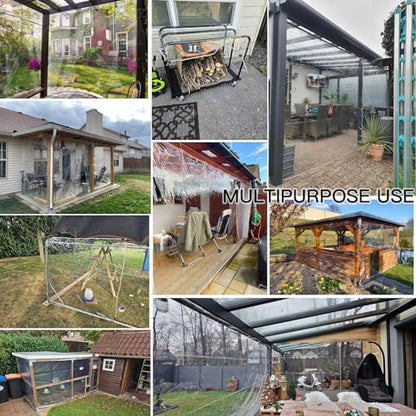 LC&QS Clear Tarps Heavy Duty PVC, Transparent Tarp Durable Waterproof Dustproof Windproof, Tarpaulin with Grommets & Ropes for Greenhouse, Patio, Garden, Pavilion, Chicken, Porch, Outdoor（8' x 20'） - size: 8' x 20'（2.4x6m）