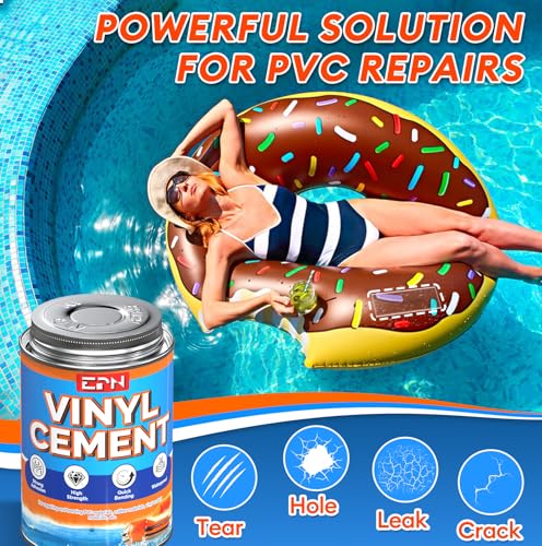 EPN Vinyl Cement, 4.4 oz Pool Patch Repair Kit with 15 PVC Repair Patches - size: 4.4oz