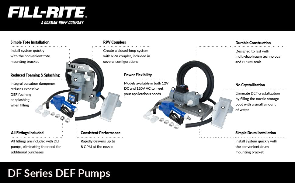 Fill-Rite DF012CAN520 12V 8 GPM Diesel Exhaust Fluid (DEF) Transfer Pump w/Tote Mount Package & Automatic Nozzle - style: 12V Tote Mount w/Auto