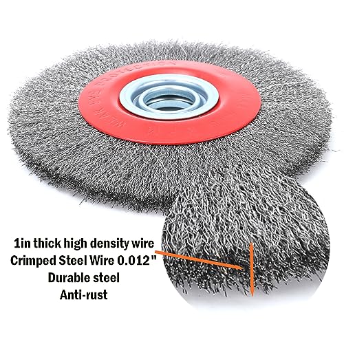 8in Bench Wire Wheel Brush for Bench Grinder Coarse Crimped Steel Wire 0.012" with 1/2" 5/8" 3/4" 7/8" 1"(5sets) Spacer Arbors - 2pack - style: 8in 2pcs