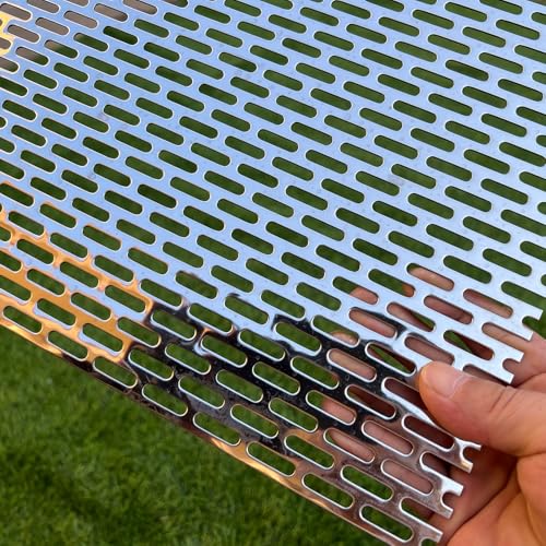 Perforated Metal Sheets 16"x10" 19 Gauge Expanded Metal Mesh Opening Oblong Holes 0.2x0.8inch(About 5x20mm) Perforated Stainless Steel Sheet 304 Stainless Steel Mesh Screen Panel - size: 16"x10", style: Oblong Hole 5x20mm
