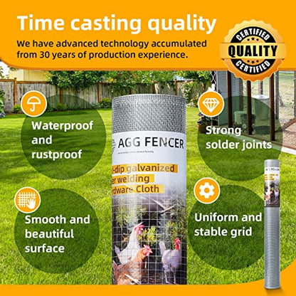 AggFencer 16in x 10ft Hardware Cloth 1/8 inch 27Ga Chicken Coop Wire Fence - size: 16in x 10ft