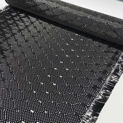 (5 ft - 10 ft Rolls) KARBXON - 1 Meter Wide (39.8 in) - Carbon Fiber - Beehive Weave Fabric - Black - 3K - 240g/meter - Advanced Tech Fiber Cloth Fabric - Wide Hemmed Fabric for Repair, DIY Projects