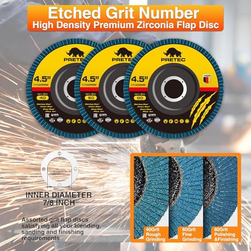 26 Packs Angle Grinder Cutting Flap Grinding Disc Wheel 4 1/2in Inches - 20 Packs 4.5"x1/4"x7/8" Cut off Wheels,3 Packs 4.5"x7/8" 60 Grit Flap Discs, 3 Packs 4.5"x1/25"x7/8" Grinding Wheels - size: 4 1/2 INCH