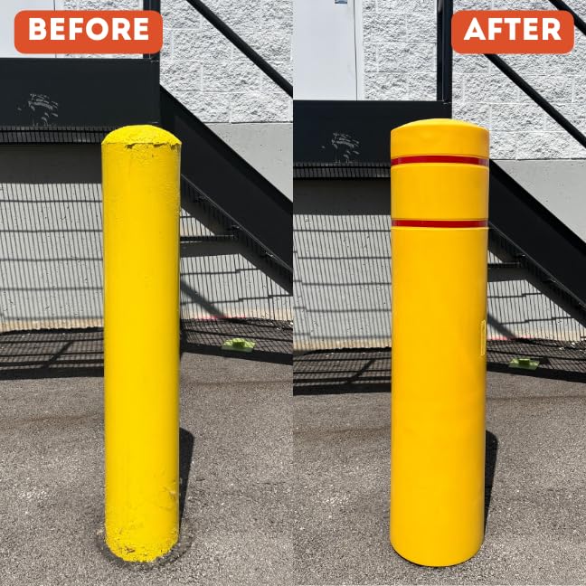BollardGard 7" x 60" Bollard Cover Yellow - Innoplast (Yellow Blue Tape) - color: Yellow blue tape, size: 7\"x60\"