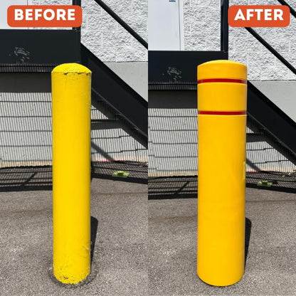 BollardGard 7" x 60" Bollard Cover Yellow - Innoplast (Yellow Blue Tape) - color: Yellow blue tape, size: 7\"x60\"