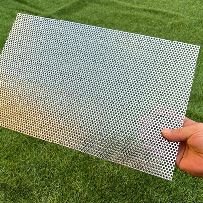 19 Gauge Perforated Metal Sheets 16"x10" Expanded Metal Mesh Opening 32% Hole 3mm 0.12"(About 1/8") Perforated Stainless Steel Sheet 304 Stainless Steel Mesh Screen Panel Decorati Plate - size: 16" X 10"