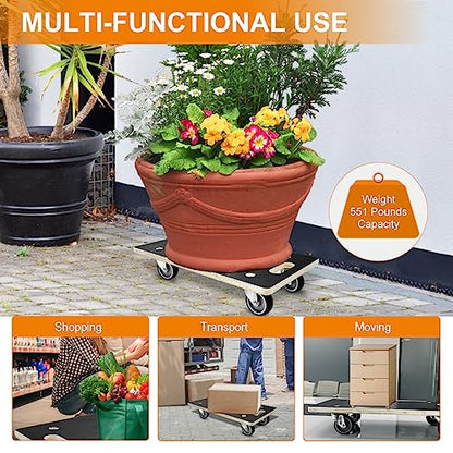 1100LB Heavy Duty Moving Dolly Cart - 2-Pack with 3" TPR Wheels - Rectangle - size: Rectangle(2 Pack)
