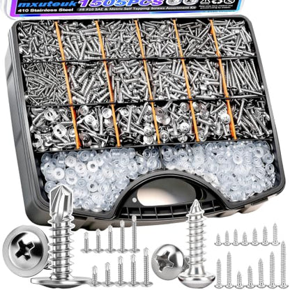 mxuteuk 1505PCS #8#10 & M2 M3 M4 Self Tapping Screws,410 Stainless Steel - size: SV #8 #10 & M2 M3 M4 Kit