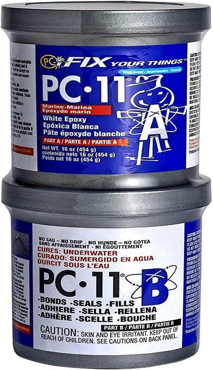 PC-Products PC-11 Epoxy Adhesive Paste, Two-Part Marine Grade, 1lb in Two Cans, Off White 160114,(Pack of 12) - size: 1 lb (Pack of 12)