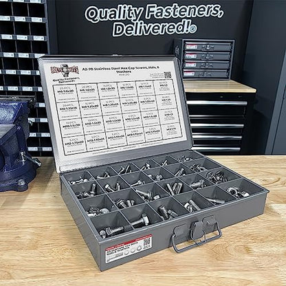 A2-70 Stainless Steel Metric Hex Cap Screws Bolts, Nuts, & Washers Assortment Kit - 575 Pieces!
