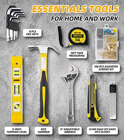 DOWELL 146PCS Homeowner Tool Set, Household Repairing Tool Kit with 14-Inch Wide Mouth Open Storage Tool Bag - size: 146 PCS