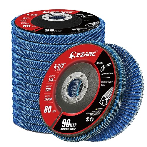 EZARC Zirconia Flap Discs 80 Grit High Density, 4.5x7/8", Type 29, 12-Pack - size: 80 GRIT, style: High Density Version
