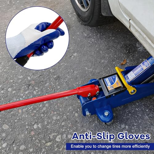 2 Ton Jack Handle Replacement, Horizontal Hydraulic Jack Handle Replacement Kit with Gloves, Anti-Slip Grip Steel Jack Lifting Handles for Most Vehicles, Car Accessories (Red) - color: Red, 2 Ton