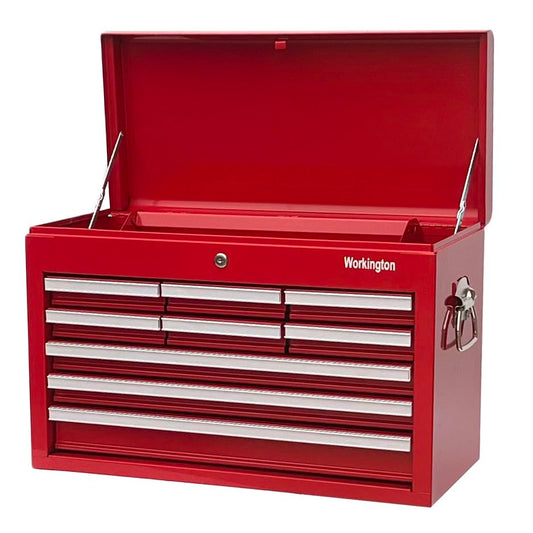 Workington Professional Industrial Portable Metal Tool Chest with 9 Drawers, 26" 9-Drawer Tool Chest Cabinet with Ball Bearing Drawer Slides, Steel Tool Storage Box Organizer 4016 Red - color: Red