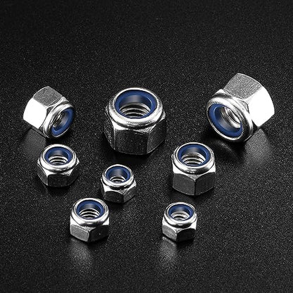 M10 x 1.5mm Nylon Insert Hex Lock Nuts 100Pcs 304 Stainless Steel Locknuts, Hex Drive, Bright Finish, by SG TZH - color: Silver, size: M10