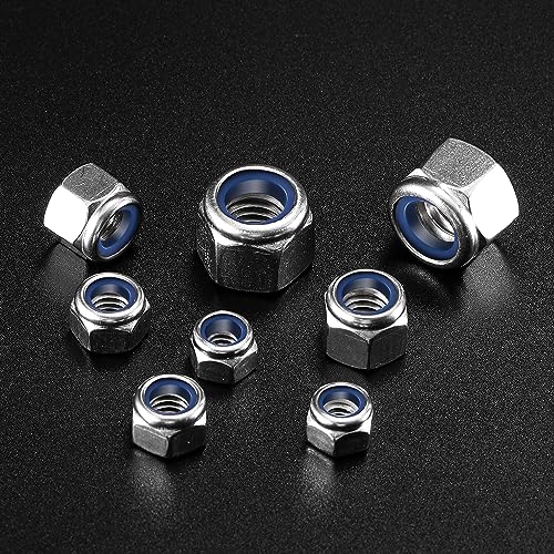 M10 x 1.5mm Nylon Insert Hex Lock Nuts 50Pcs 304 Stainless Steel Locknuts, Hex Drive, Bright Finish, by SG TZH - color: Silver, size: M10