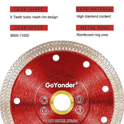 GoYonder 4.5 Inch Super Thin Diamond Saw Blade for Cutting Porcelain Tiles,Granite Marble Ceramics - size: 4.5"