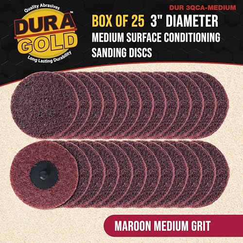 Dura-Gold 3" Surface Conditioning Discs Maroon Medium Sanding Grit Bx of 25 - style: Medium