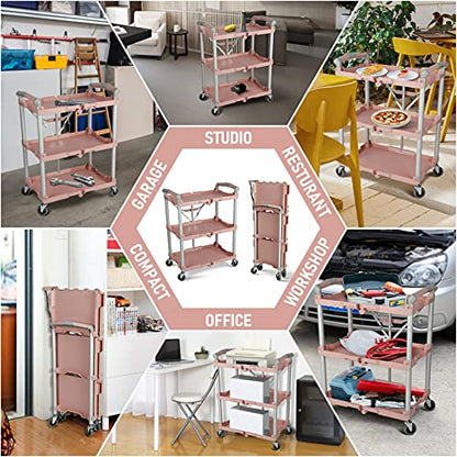 Olympia Tools 89-350 Pack-N-Roll Folding Collapsible Service Cart, 150LB Capacity, Rose - color: Rose, size: 150LB