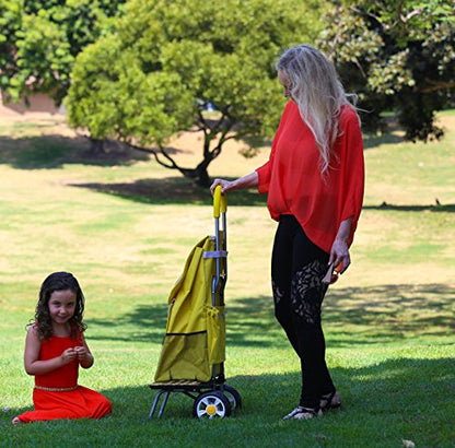 dbest products Bigger Trolley Dolly, Daisy Shopping Grocery Foldable Cart - color: Daisy