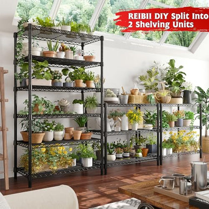 REIBII 75''H 6 Tier Wire Shelving,1800LBS Storage Shelves,Kitchen,Pantry - color: Black, size: 75"H x 35.5"W x 18"D 6 Tier