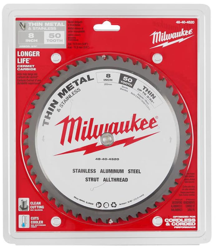 Milwaukee Electric - 8 CIRCULAR SAW METAL CUTTING 50 TEETH BLADE