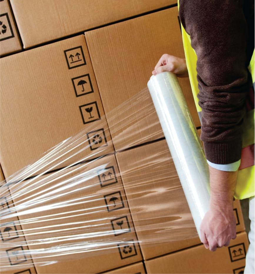 Alliance Stretch Film Hand Bundling - Clear, 18" x 1500ft, 80 Gauge, 4 Pack, Industrial Heavy Duty Shrink Wrap for Packing, Shipping, Pallet, and Moving Supplies - size: 4 PACK, style: 18 in X 1500 FT | 80G