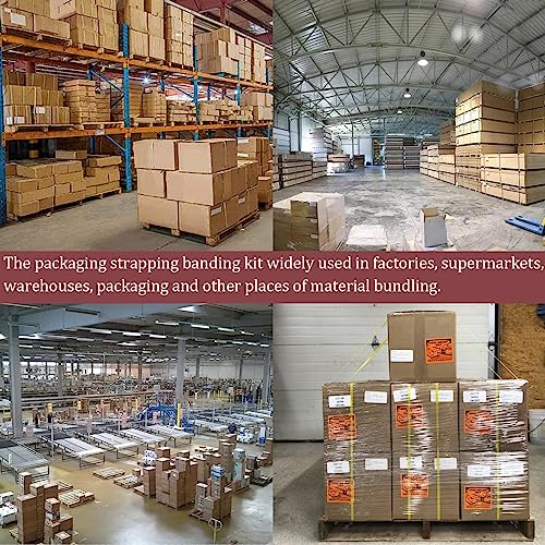 Banding Strapping Kit, Pallet Strapping Kit, Poly Strapping Kit, Plastic Strapping Kit Include Pallet Packaging Strapping Tool, Sealer Tools 3200' Length x 1/2" Wide and 200 Metal Seals
