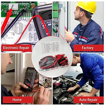 24 Pcs Multimeter Test Leads Set with Alligator Clips, Insulation Piercing Test Clip and Test Probes 1000V 10A CAT III for Fluke, KAIWEETS, INNOVA Multimeter, Voltmeter, Clamp Meter